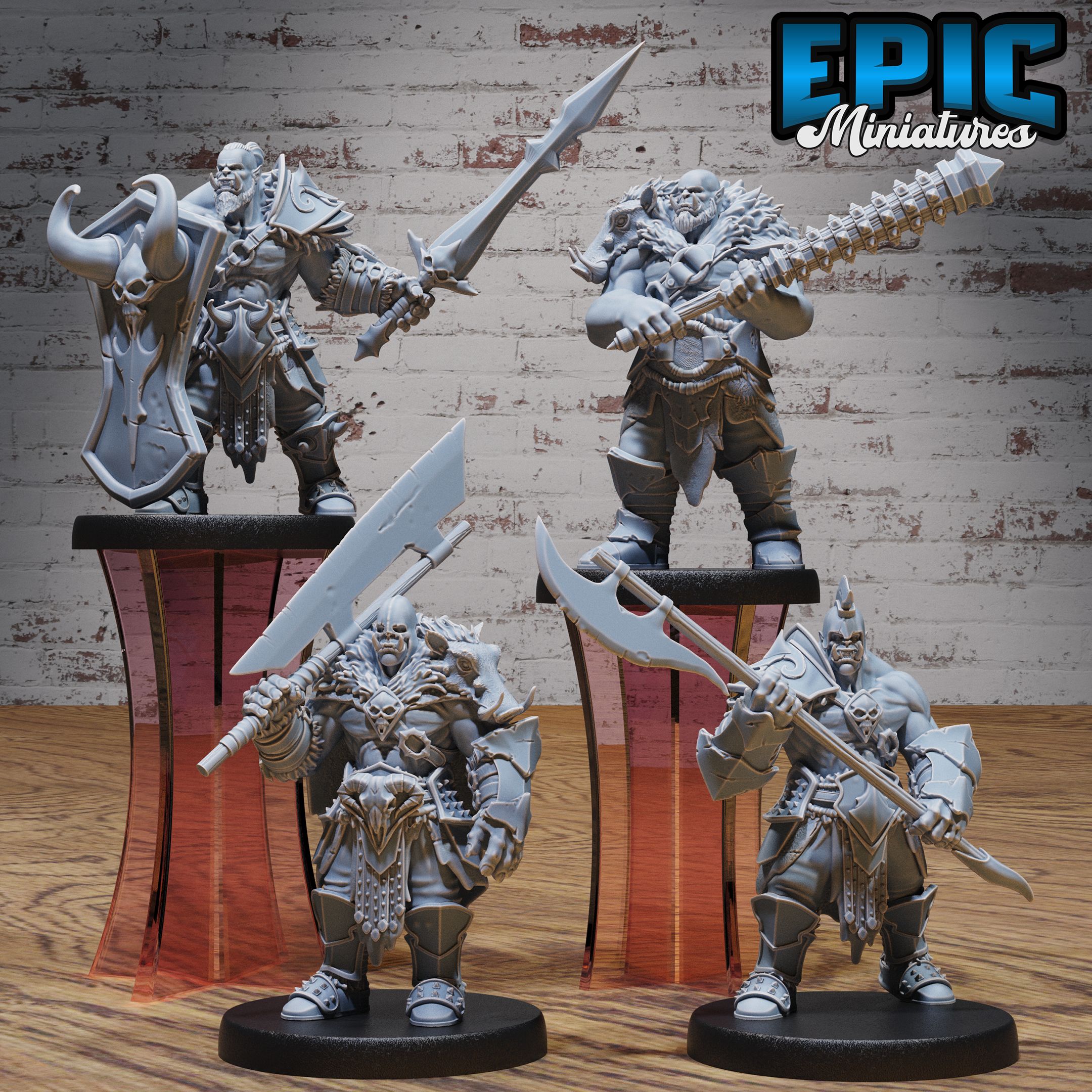 Orc Army Set E / Green Skin Lord / Male Humanoid Warrior / Burly Raider Tribe / Beast Tamer / Evil Forest Fighter / Woodland Encounter